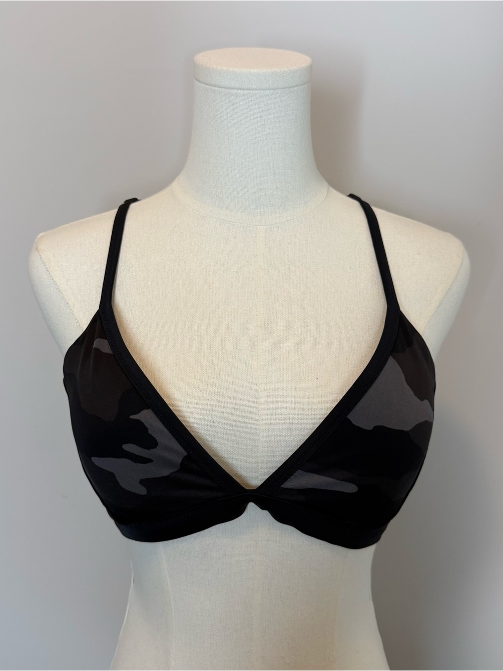 Athleta Black & Charcoal Camouflage Bralette